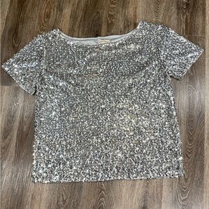 Anna-Kaci Silver Sequin plus size blouse sz:XL
